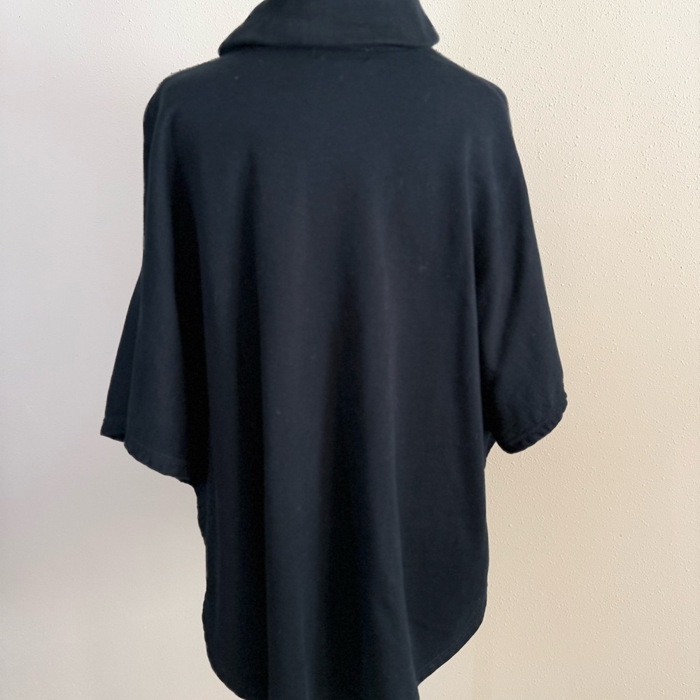 Lauren Ralph Lauren Black Shawl Collar Poncho Sweater OS - Picture 5 of 11